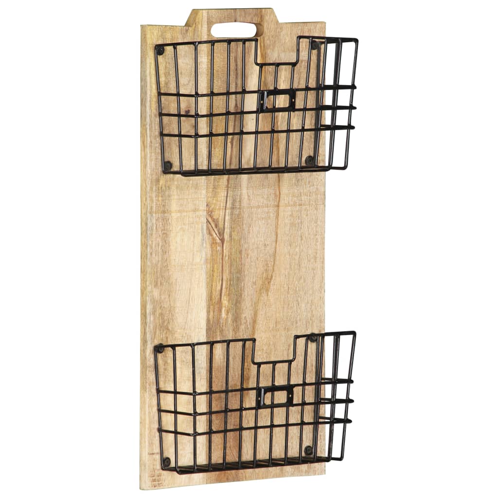 vidaXL Portariviste a Parete 33x10x67 cm in Massello di Mango Grezzo