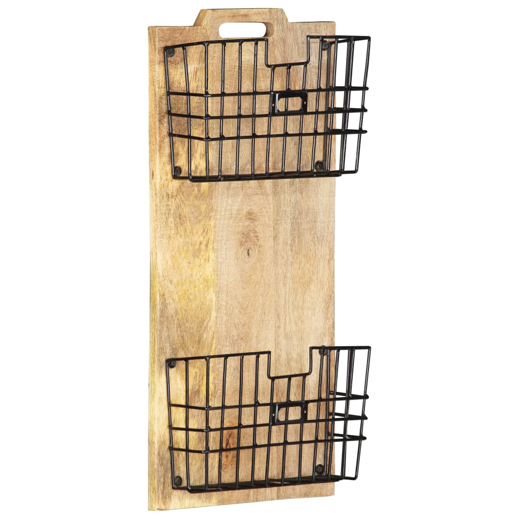 vidaXL Portariviste a Parete 33x10x67 cm in Massello di Mango Grezzo