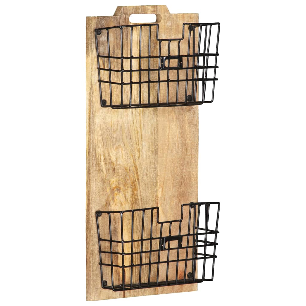 vidaXL Portariviste a Parete 33x10x67 cm in Massello di Mango Grezzo