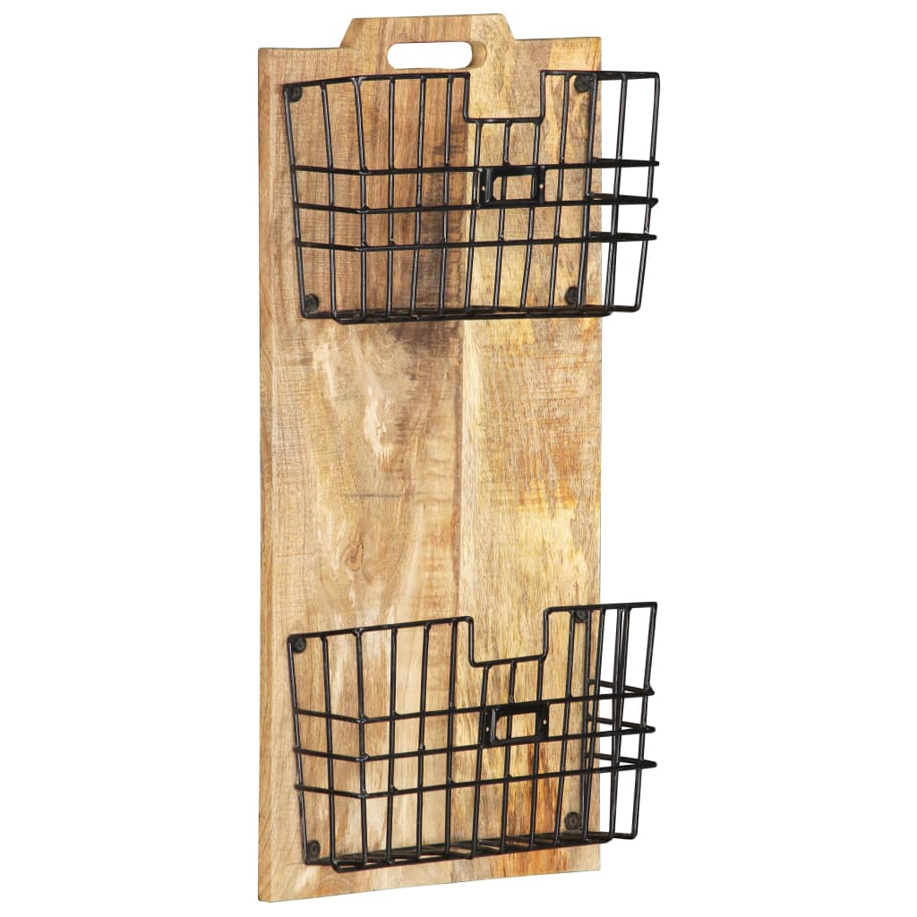 vidaXL Portariviste a Parete 33x10x67 cm in Massello di Mango Grezzo