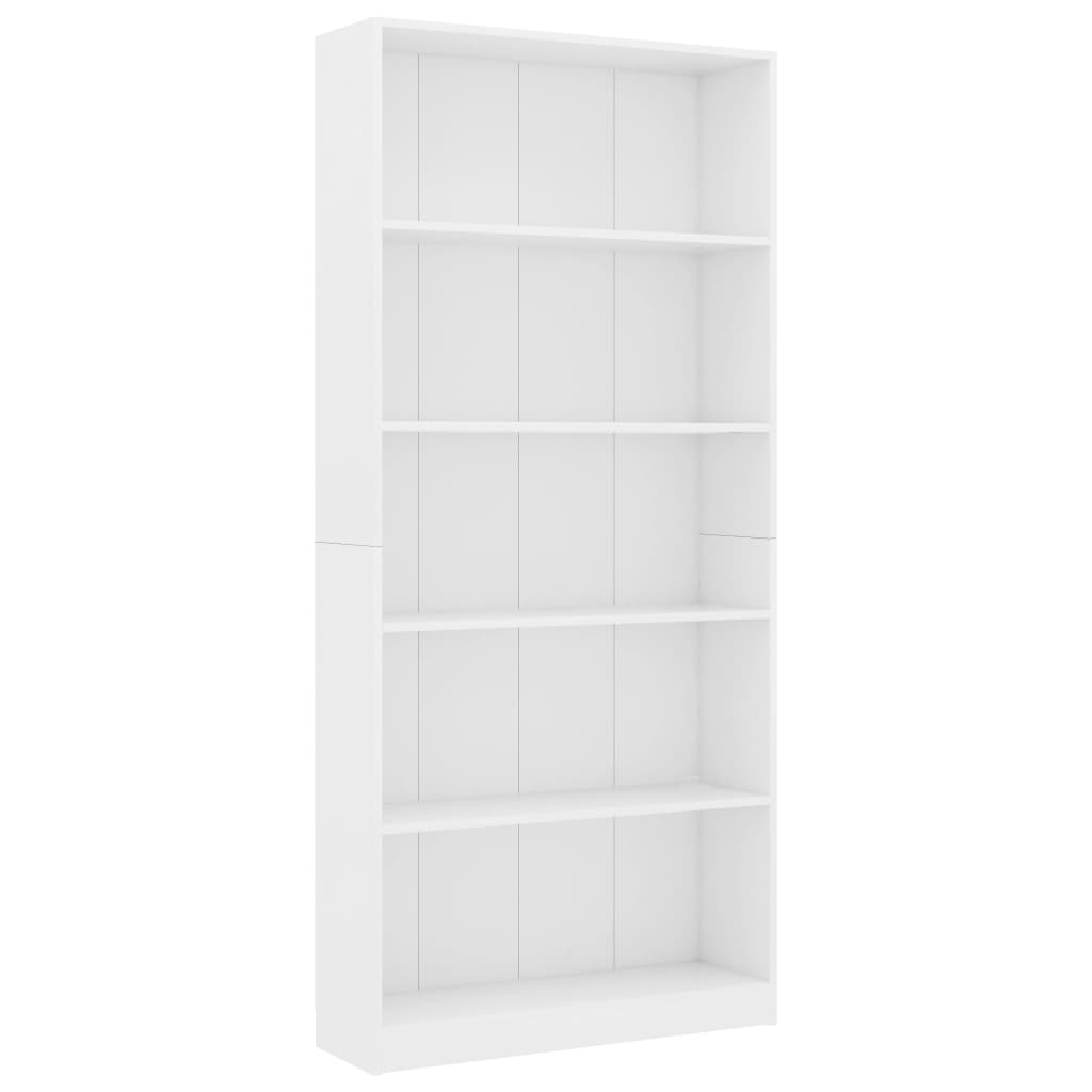 vidaXL Libreria a 5 Ripiani Bianca 80x24x175 cm in Legno Multistrato