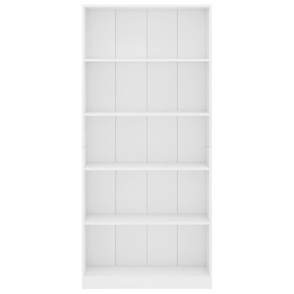 vidaXL Libreria a 5 Ripiani Bianca 80x24x175 cm in Legno Multistrato