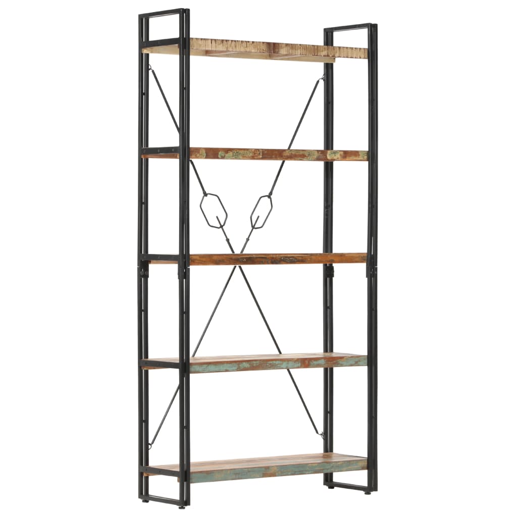 vidaXL Libreria a 5 Ripiani 90x30x180 cm in Legno Massello di Recupero VIDAXL