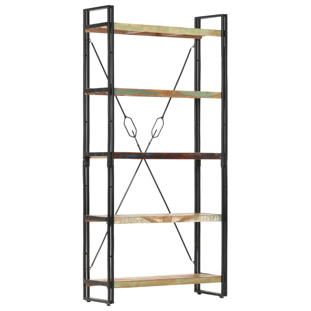 vidaXL Libreria a 5 Ripiani 90x30x180 cm in Legno Massello di Recupero VIDAXL
