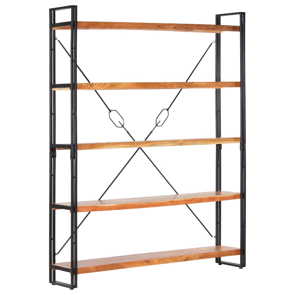 vidaXL Libreria a 5 Ripiani 140x30x180 cm in Legno Massello di Acacia