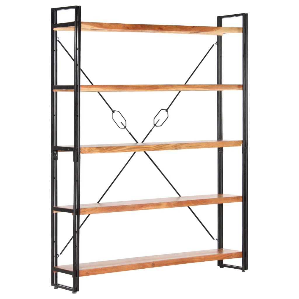 vidaXL Libreria a 5 Ripiani 140x30x180 cm in Legno Massello di Acacia