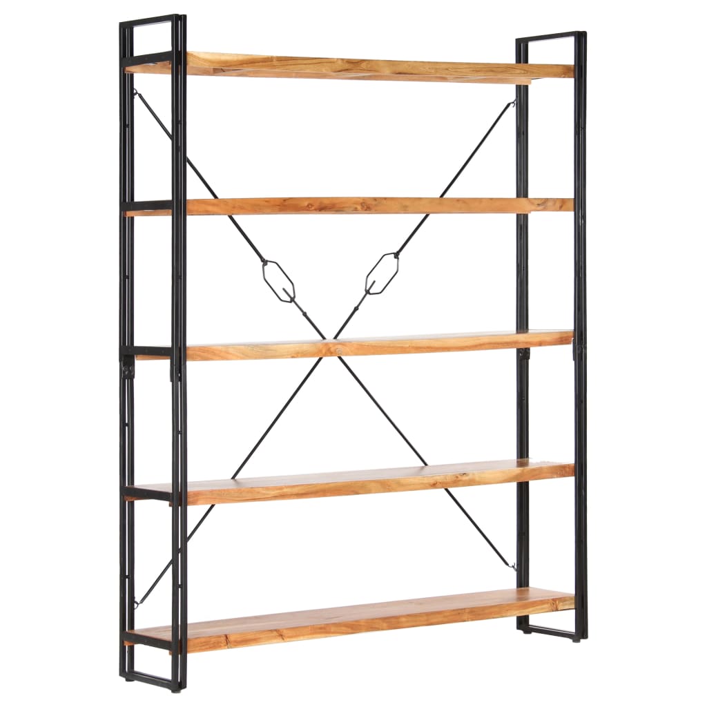 vidaXL Libreria a 5 Ripiani 140x30x180 cm in Legno Massello di Acacia