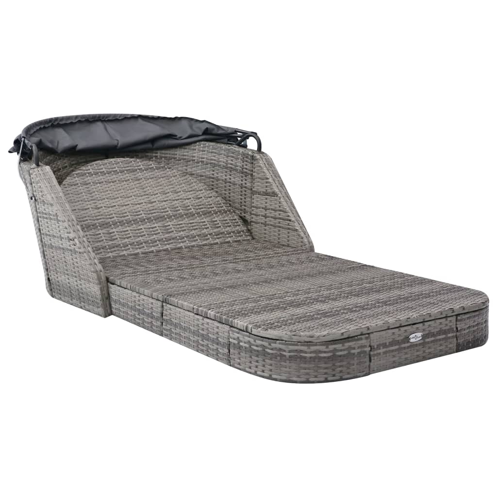 vidaXL Lettino Prendisole con Baldacchino in Polyrattan Antracite