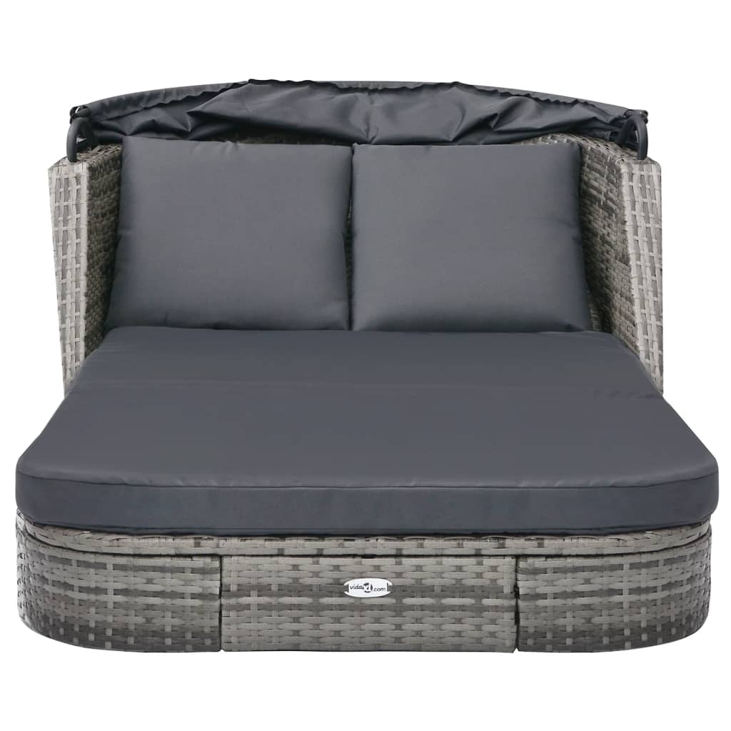 vidaXL Lettino Prendisole con Baldacchino in Polyrattan Antracite