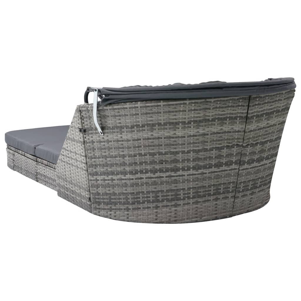 vidaXL Lettino Prendisole con Baldacchino in Polyrattan Antracite
