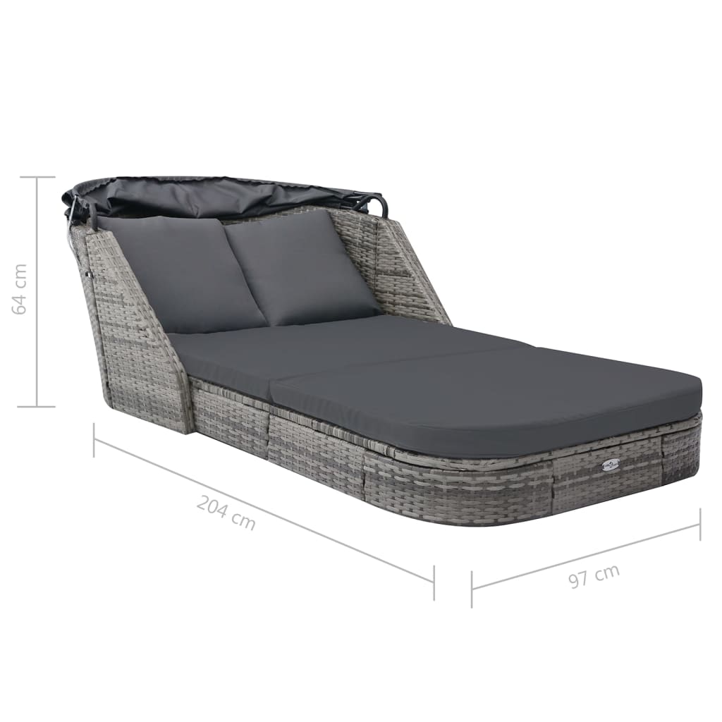 vidaXL Lettino Prendisole con Baldacchino in Polyrattan Antracite