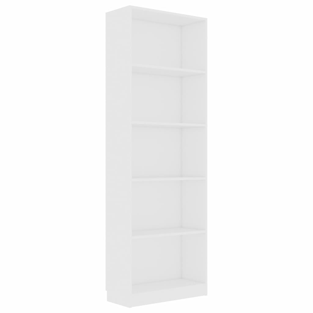 vidaXL Libreria a 5 Ripiani Bianca 60x24x175 cm in Legno Multistrato