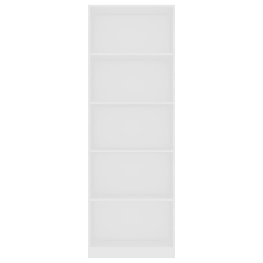 vidaXL Libreria a 5 Ripiani Bianca 60x24x175 cm in Legno Multistrato