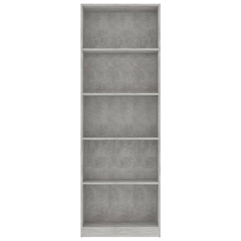vidaXL Libreria 5 Ripiani Grigio Cemento 60x24x175cm Legno Multistrato