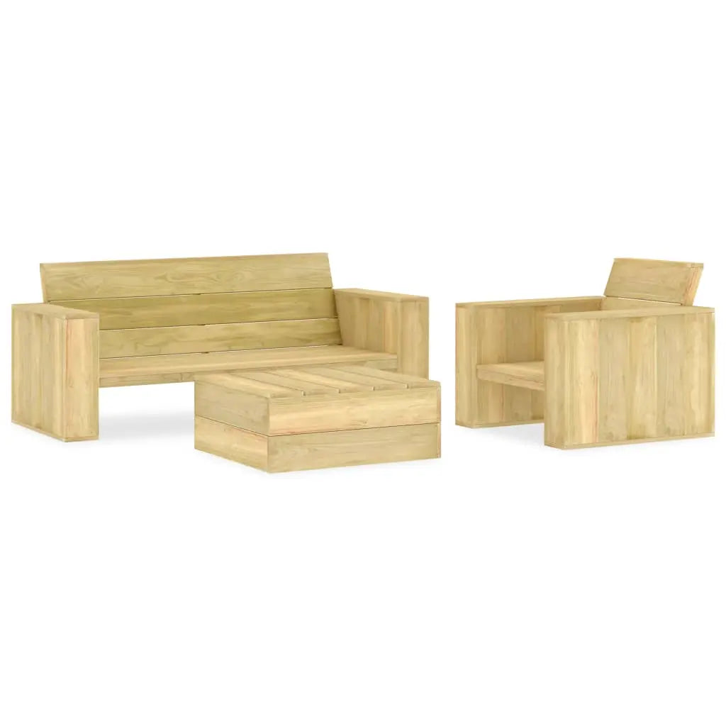 vidaXL Set Divani da Giardino 3 pz in Legno di Pino Impregnato VIDAXL