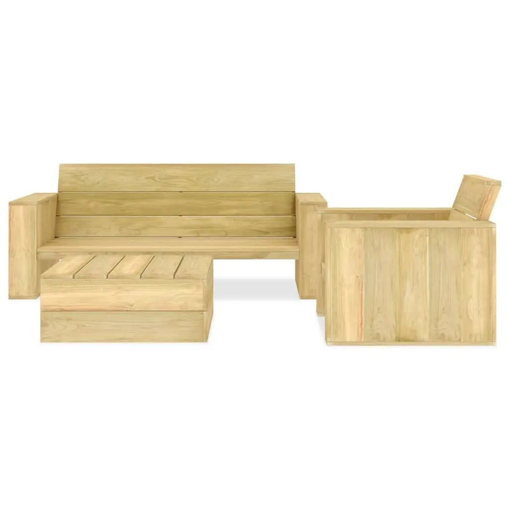 vidaXL Set Divani da Giardino 3 pz in Legno di Pino Impregnato VIDAXL