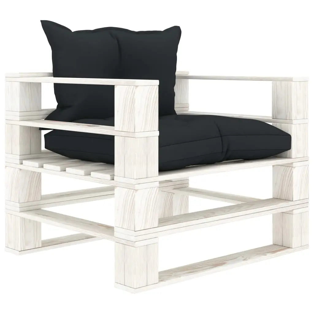 vidaXL Poltrona da Giardino Pallet con Cuscini Antracite in Legno VIDAXL