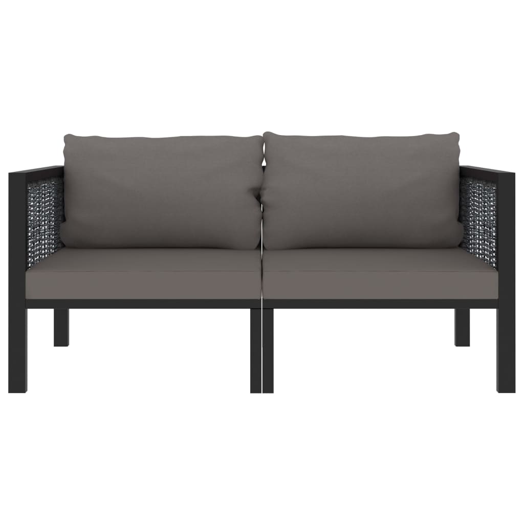 vidaXL Divano a 2 Posti con Cuscini Antracite in Polyrattan
