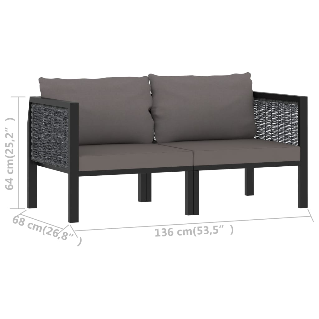 vidaXL Divano a 2 Posti con Cuscini Antracite in Polyrattan