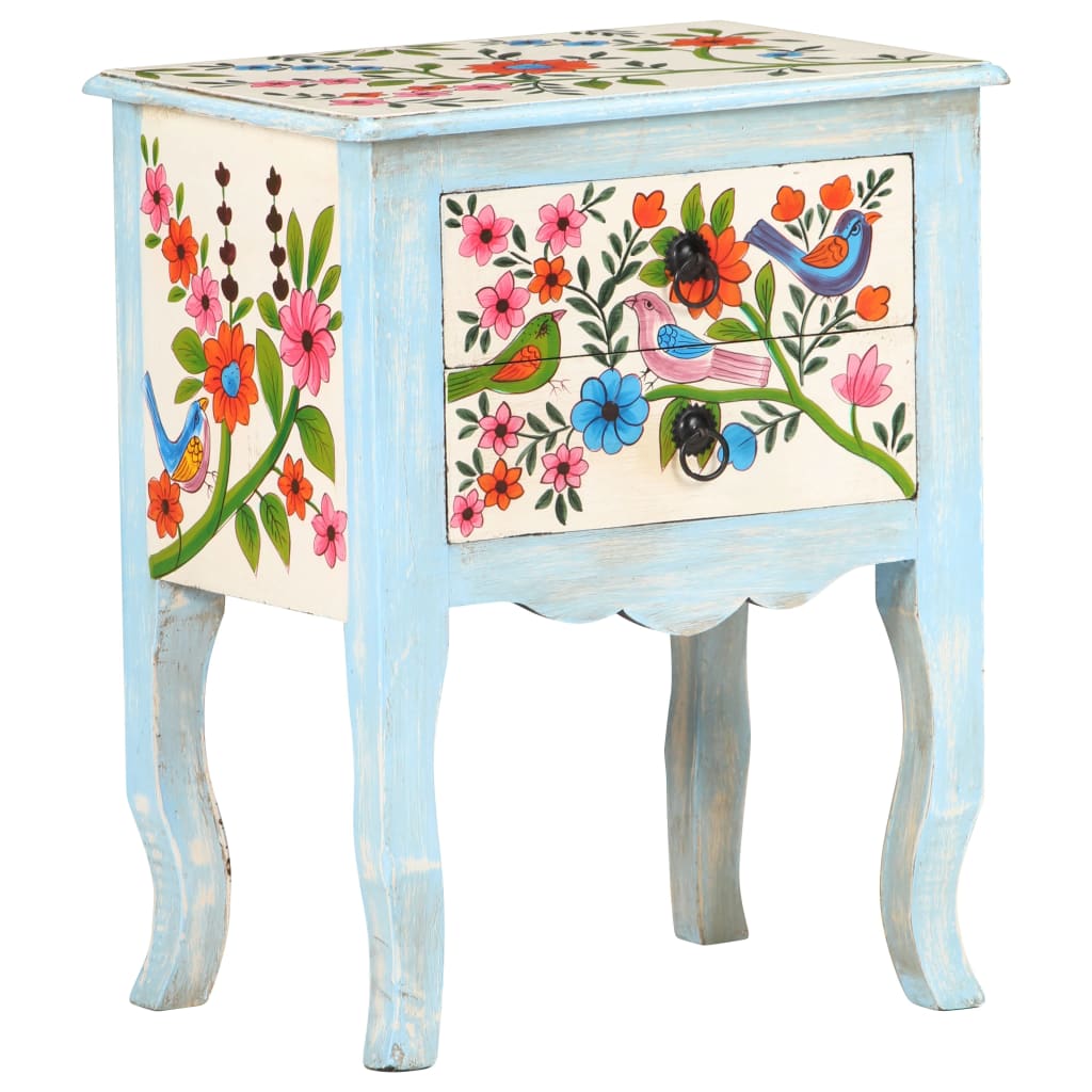 vidaXL Comodino Dipinto a Mano 40x30x50 cm in Legno Massello di Mango