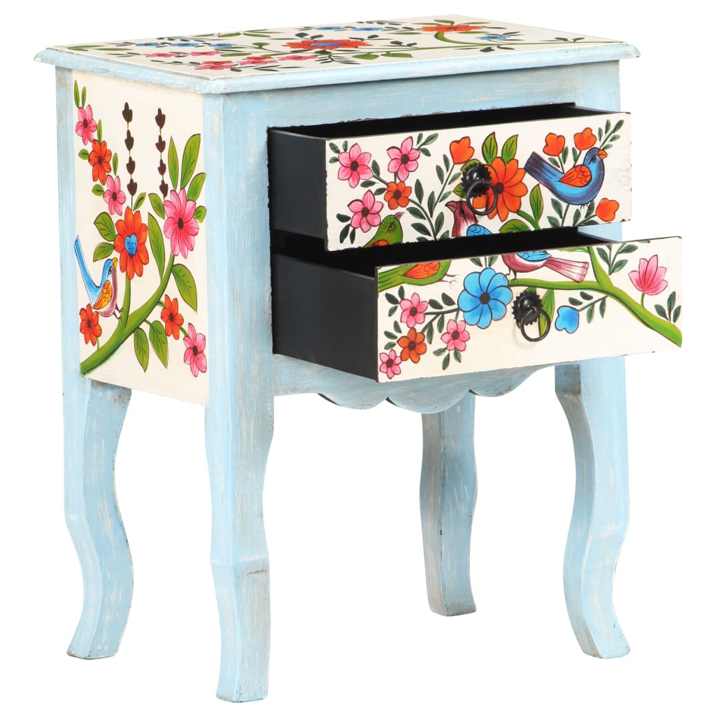vidaXL Comodino Dipinto a Mano 40x30x50 cm in Legno Massello di Mango