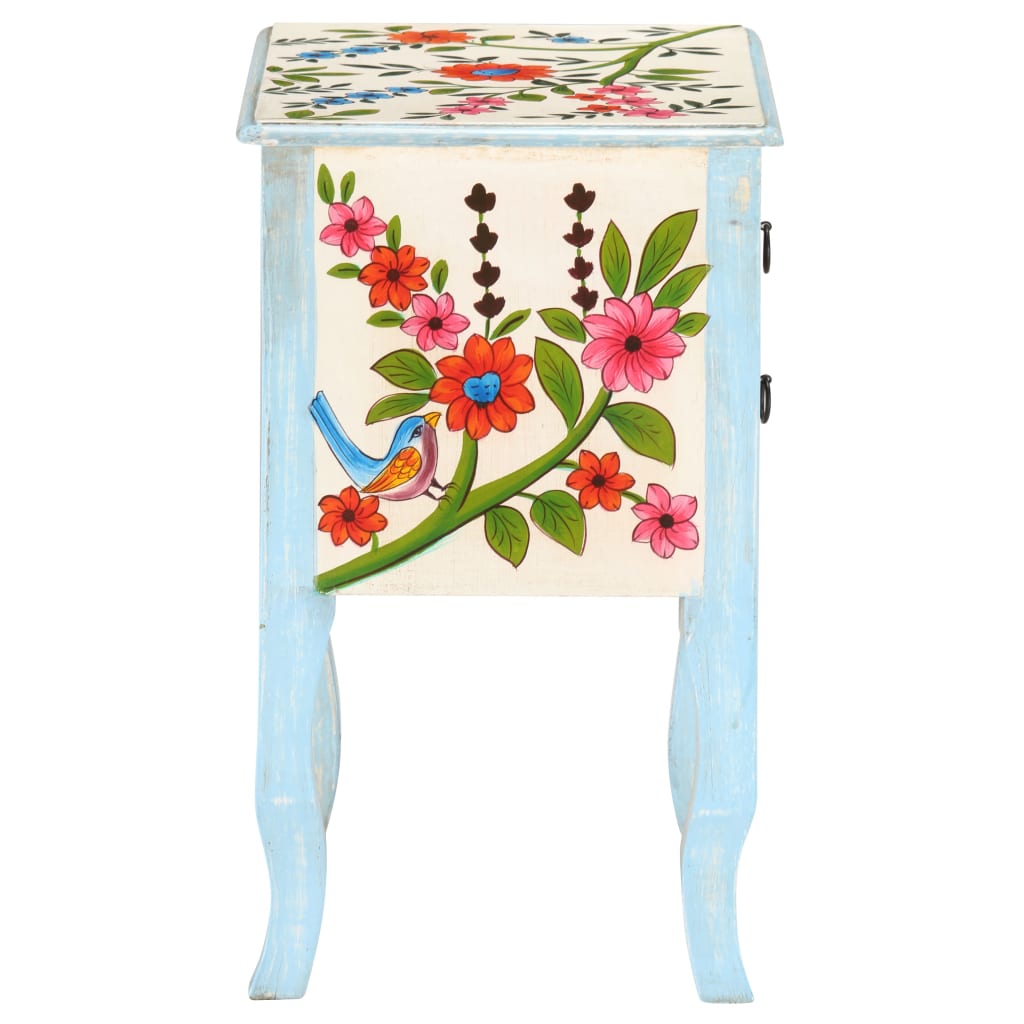 vidaXL Comodino Dipinto a Mano 40x30x50 cm in Legno Massello di Mango