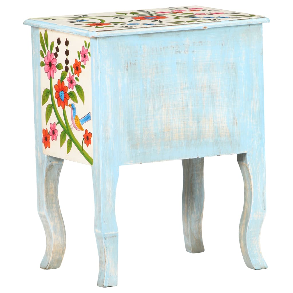 vidaXL Comodino Dipinto a Mano 40x30x50 cm in Legno Massello di Mango