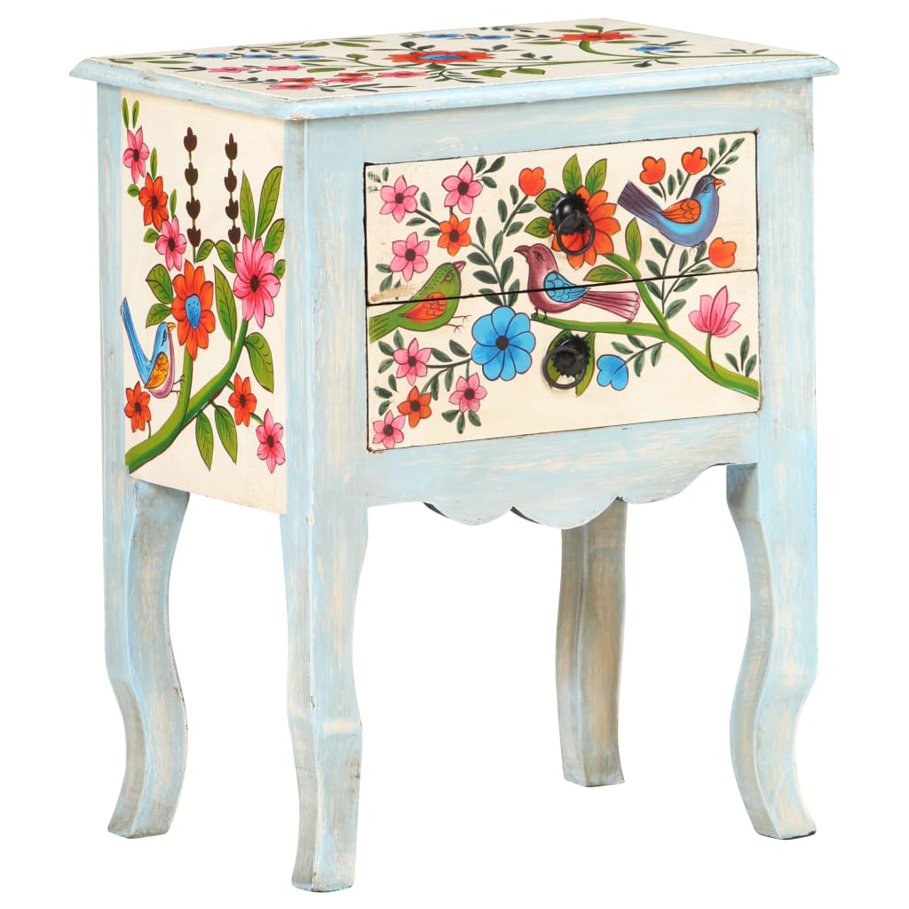 vidaXL Comodino Dipinto a Mano 40x30x50 cm in Legno Massello di Mango