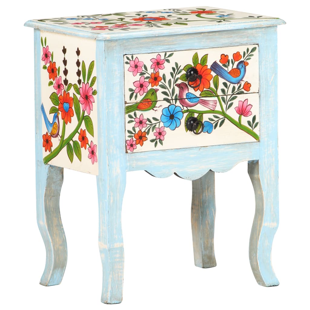 vidaXL Comodino Dipinto a Mano 40x30x50 cm in Legno Massello di Mango