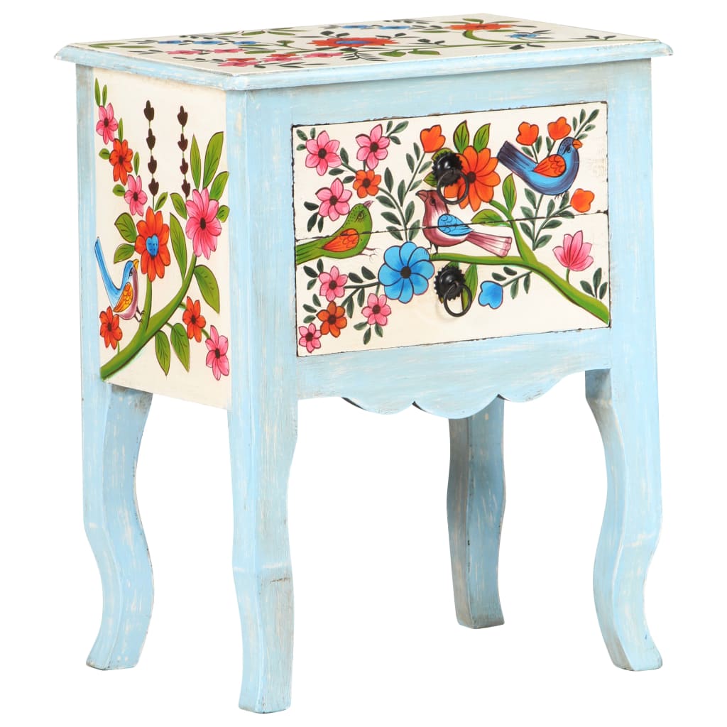 vidaXL Comodino Dipinto a Mano 40x30x50 cm in Legno Massello di Mango