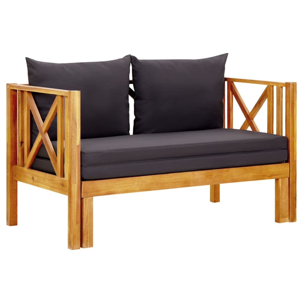 vidaXL Panca da Giardino 2 Posti con Cuscini 122cm Massello di Acacia