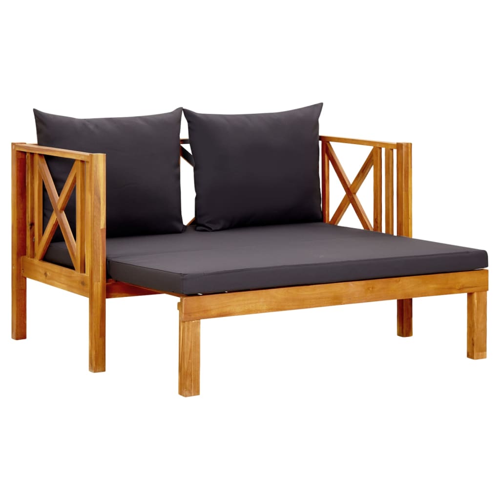 vidaXL Panca da Giardino 2 Posti con Cuscini 122cm Massello di Acacia