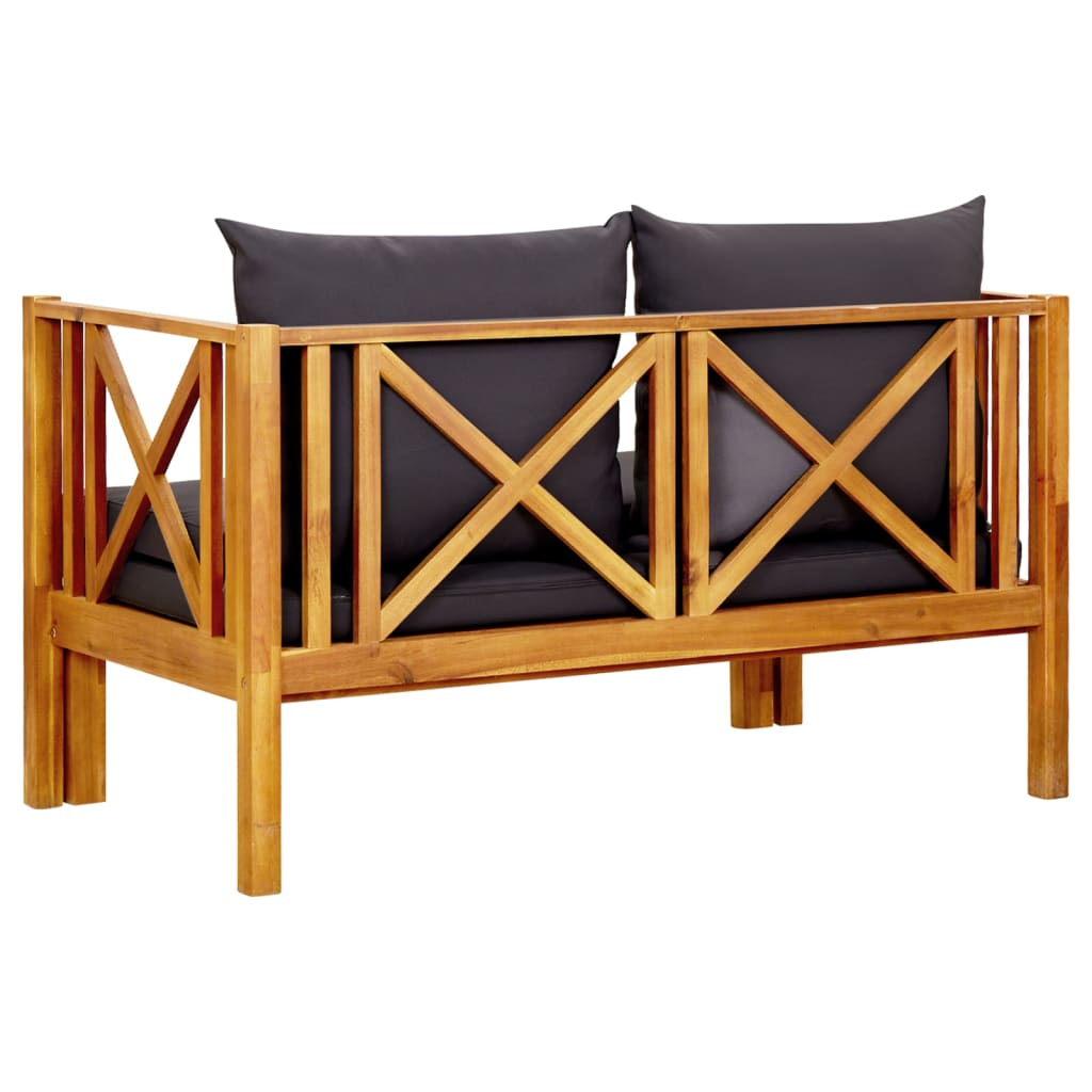 vidaXL Panca da Giardino 2 Posti con Cuscini 122cm Massello di Acacia