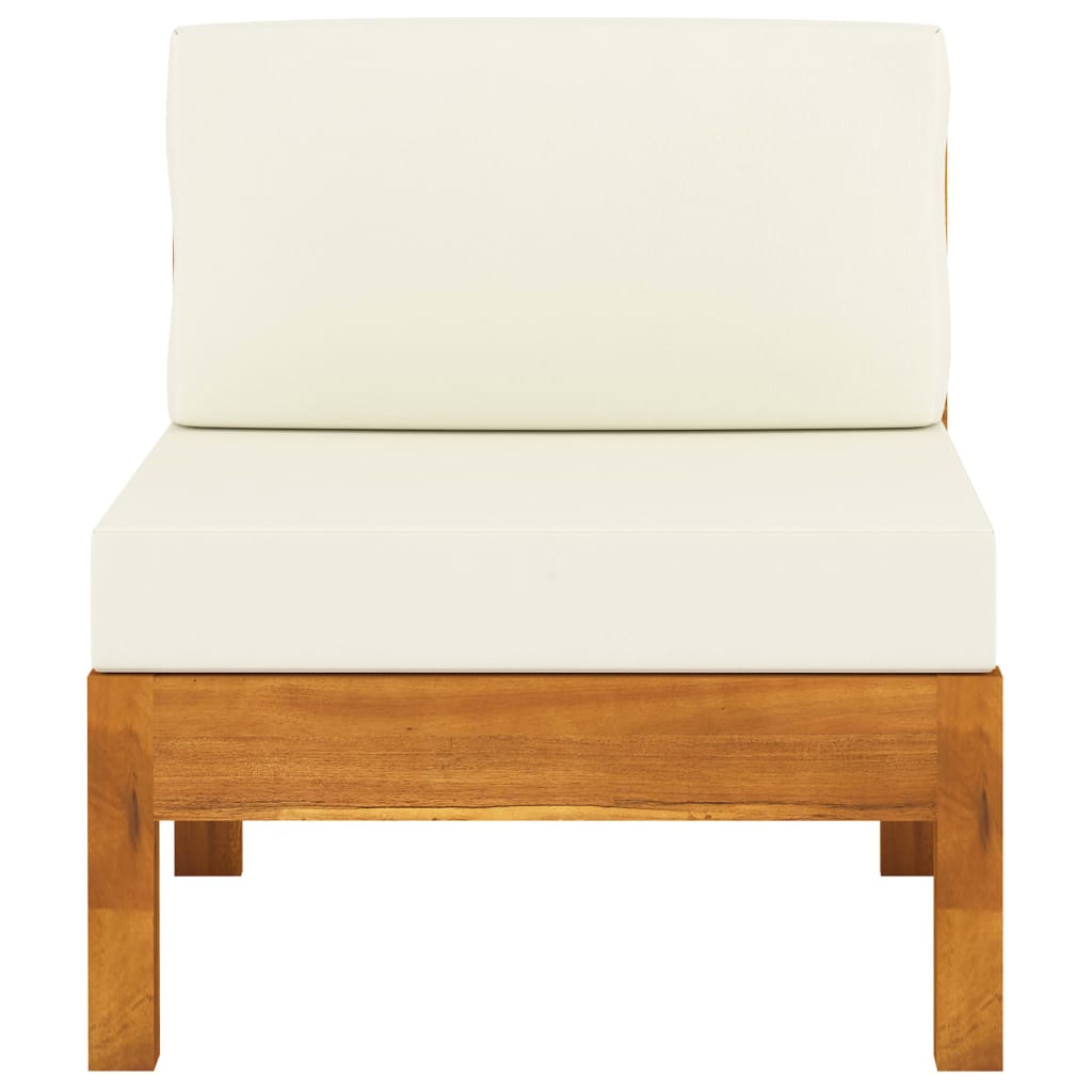 vidaXL Divani Centrali 2 pz con Cuscini Bianco Crema Massello Acacia