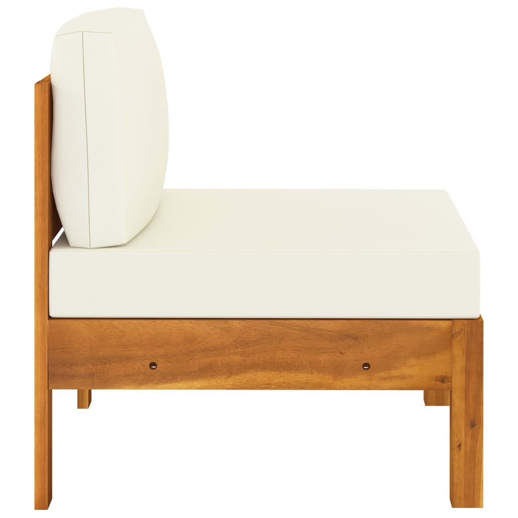 vidaXL Divani Centrali 2 pz con Cuscini Bianco Crema Massello Acacia