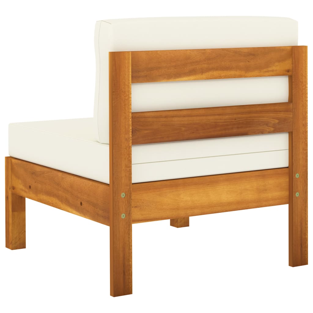 vidaXL Divani Centrali 2 pz con Cuscini Bianco Crema Massello Acacia