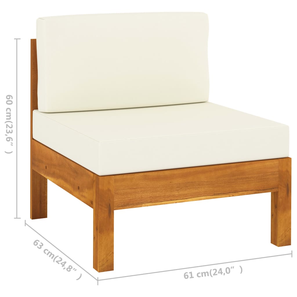 vidaXL Divani Centrali 2 pz con Cuscini Bianco Crema Massello Acacia