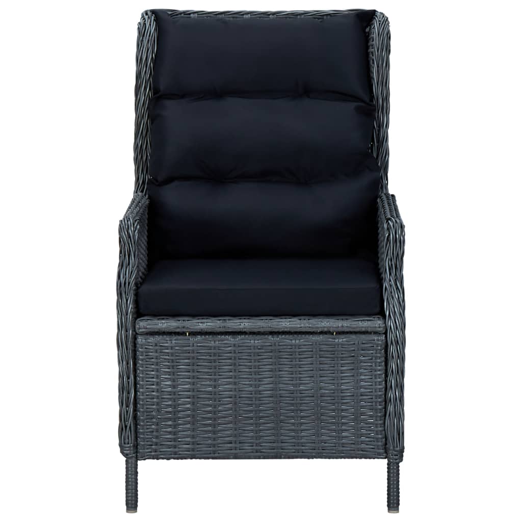 vidaXL Sedia da Giardino Reclinabile e Cuscino Polyrattan Grigio Scuro