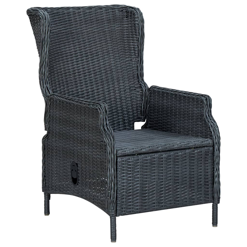 vidaXL Sedia da Giardino Reclinabile e Cuscino Polyrattan Grigio Scuro