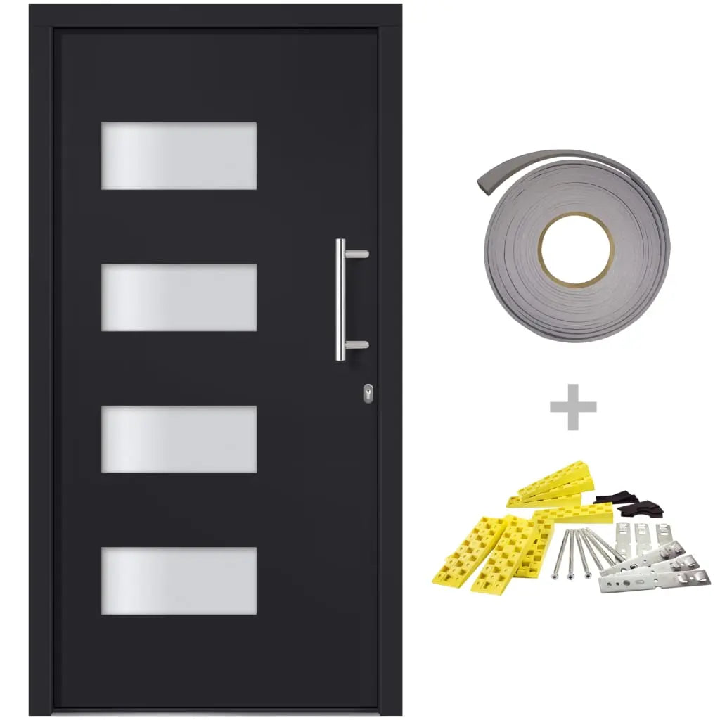 vidaXL Porta d'Ingresso in Alluminio e PVC Antracite 100x210 cm VIDAXL