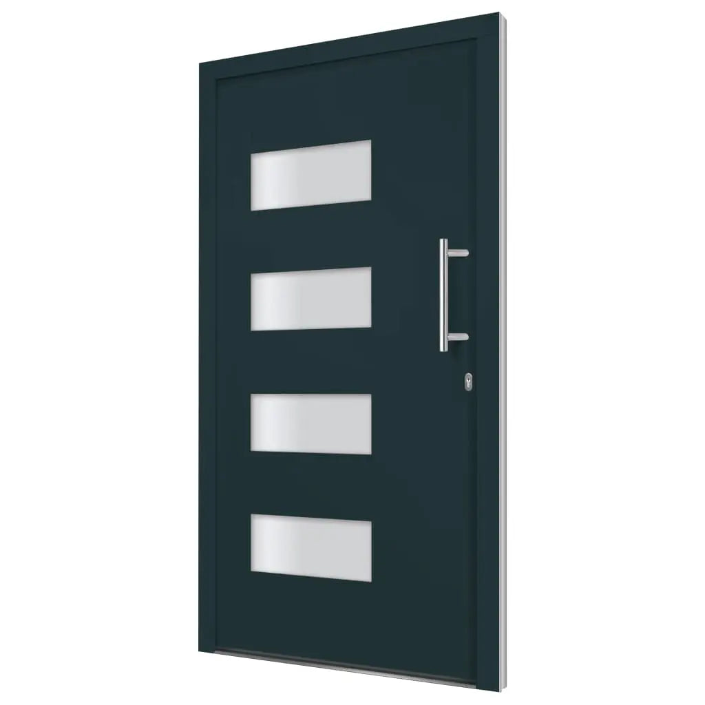vidaXL Porta d'Ingresso in Alluminio e PVC Antracite 100x210 cm VIDAXL