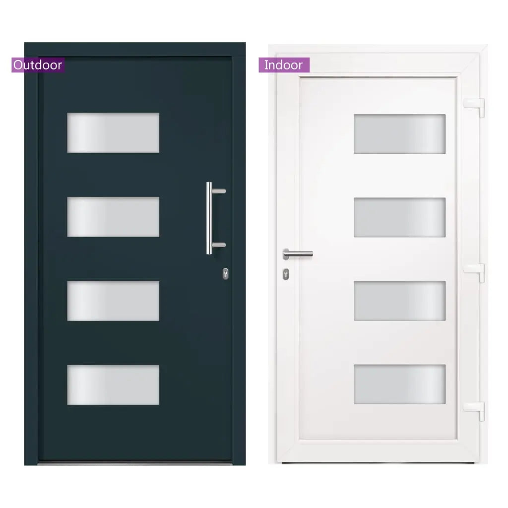 vidaXL Porta d'Ingresso in Alluminio e PVC Antracite 100x210 cm VIDAXL