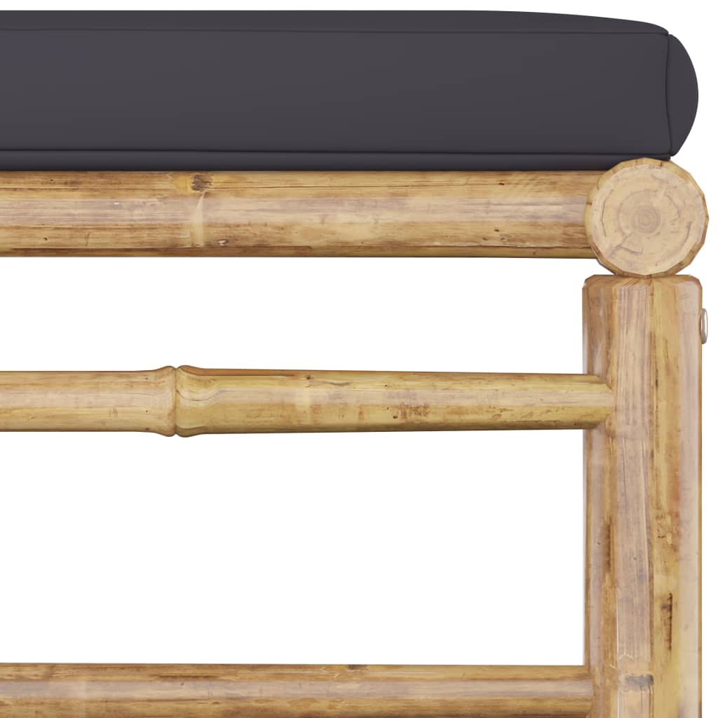 vidaXL Poggiapiedi da Giardino con Cuscini Grigio Scuro in Bambù