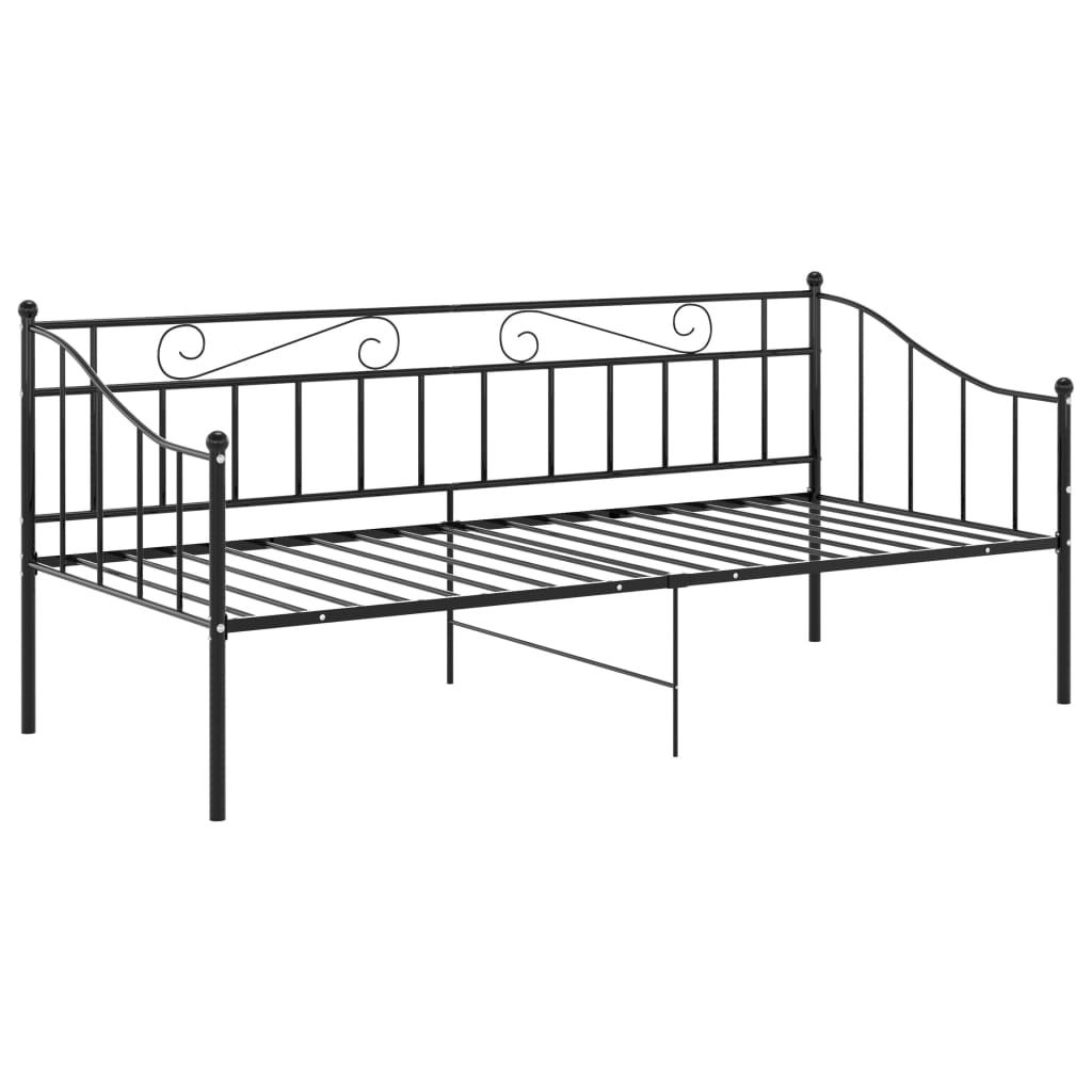 vidaXL Divano Letto Telaio Nero in Metallo 90x200 cm