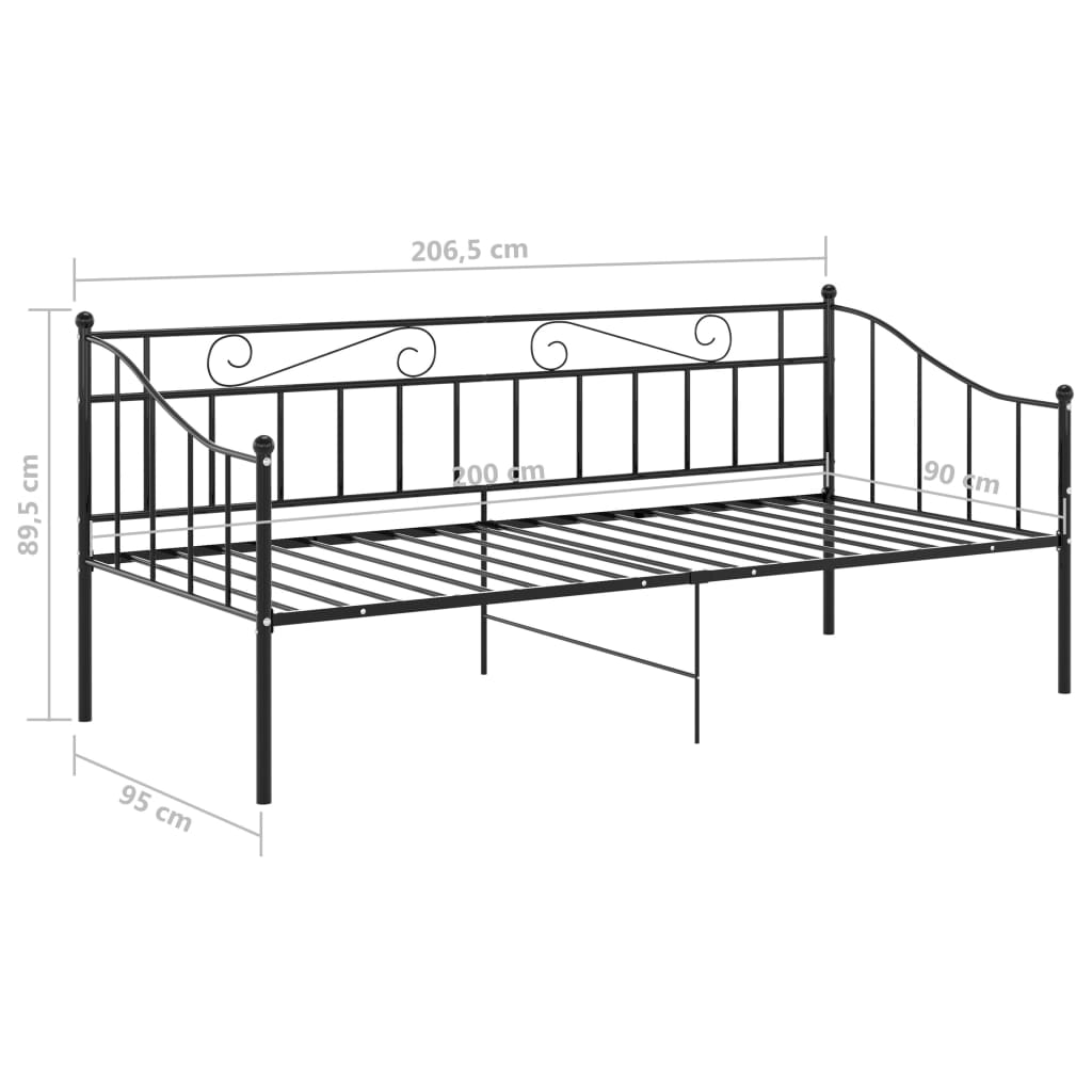 vidaXL Divano Letto Telaio Nero in Metallo 90x200 cm