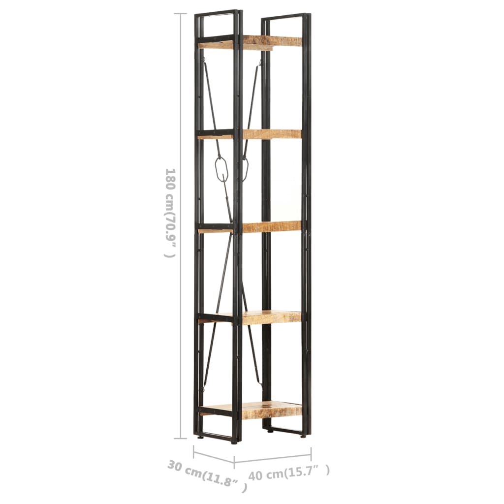 vidaXL Libreria a 5 Ripiani 40x30x180 cm in Legno Massello di Mango