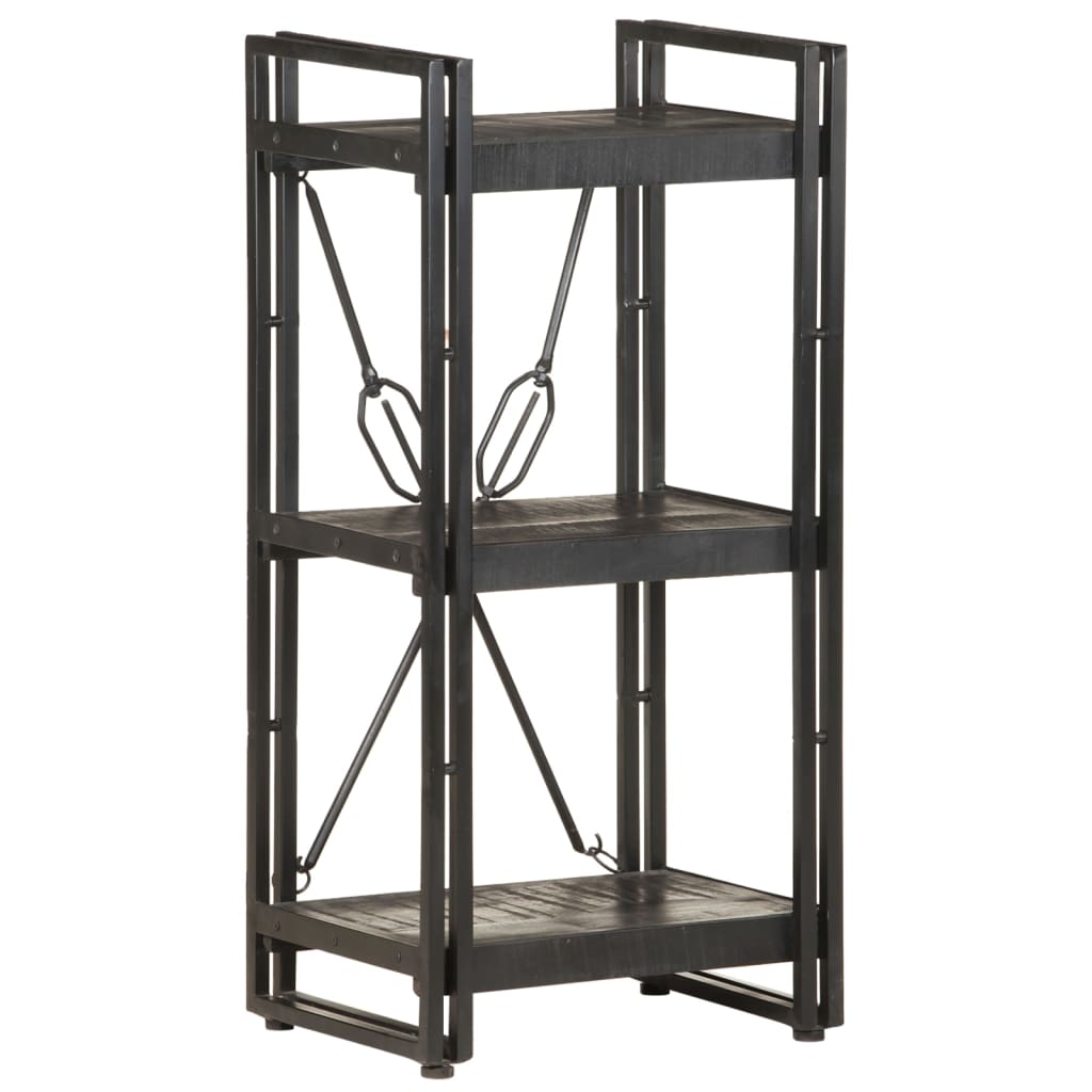 vidaXL Libreria a 3 Ripiani 40x30x80cm Nero in Legno Massello di Mango