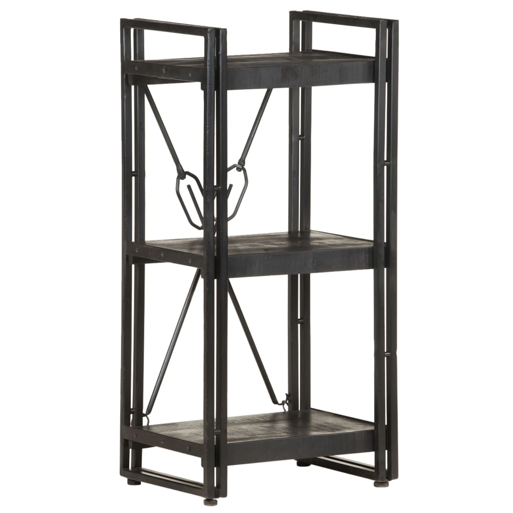vidaXL Libreria a 3 Ripiani 40x30x80cm Nero in Legno Massello di Mango