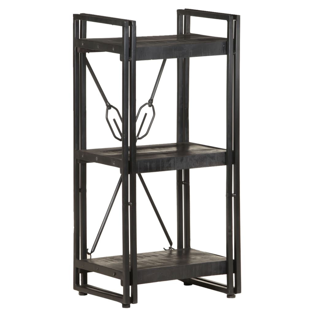 vidaXL Libreria a 3 Ripiani 40x30x80cm Nero in Legno Massello di Mango