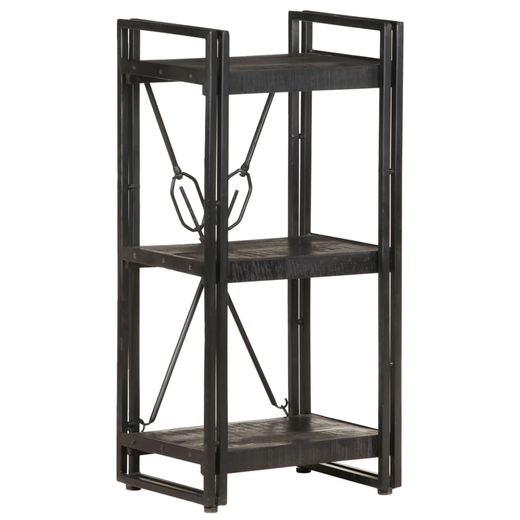 vidaXL Libreria a 3 Ripiani 40x30x80cm Nero in Legno Massello di Mango